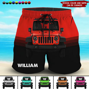 Personalized Stop Staring At My Car Custom Name Beach Short Pants Printed