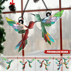 Stained Hummingbirds Memorial-Personalized Suncatcher