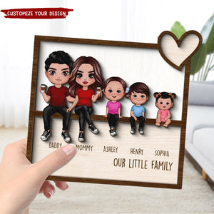 Family - Sitting Together Home Decor - Personalized Wooden Plaque With Stand