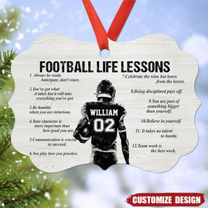 Personalized American Football Life Lessons Wooden Ornament - Gift For American Football Lovers