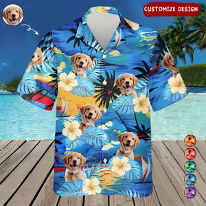 Custom Photo Dog & Cat Personalized Custom Unisex Tropical Hawaiian Aloha Shirt