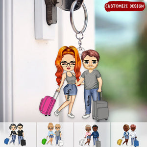 Travel Couple On Vacation- Personalized Acrylic Keychain-Gift For Travel lovers