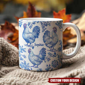 Chicken Toile de Jouy - Personalized Chicken Mug