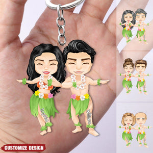 Personalized Oasis Aloha Hawaiian Couple Keychain