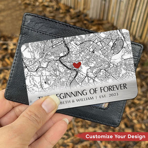 Where It All Began - Couple Personalized Custom Aluminum Wallet Card - Gift For Husband Wife, Anniversary