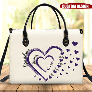 Mom's Grandma's Sweethearts - Gift For Mother, Grandmother - Personalized Leather Bag