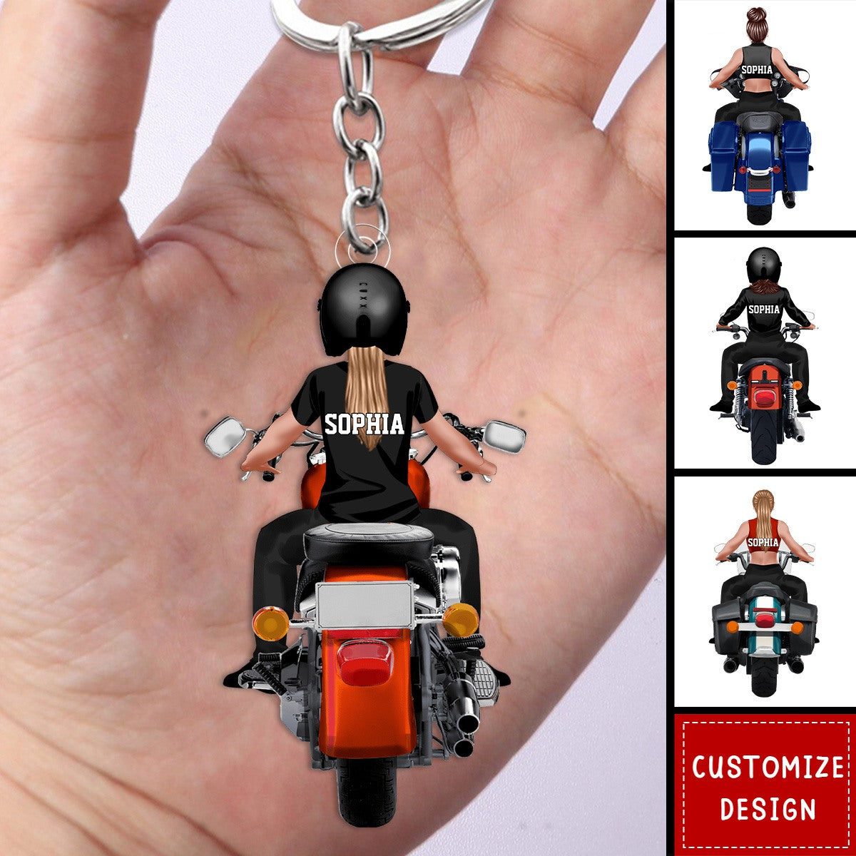 Personalized Motorcycle Girl Keychain - Best Gift For Bikers