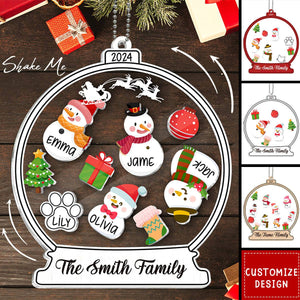 Snowman Family Personalized Christmas Acrylic Ornament - 2024 New Release