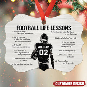 Personalized American Football Life Lessons Wooden Ornament - Gift For American Football Lovers