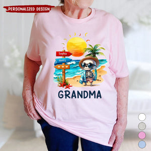 Personalized Summer Beach Grandma Mom Skull Kid Sign  Shirt