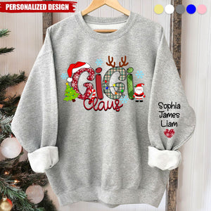 2024 New Release Personalized Gigi Claus And Grandkids Christmas Sweatshirt