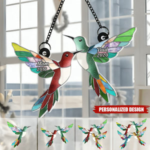 Stained Hummingbirds Memorial-Personalized Suncatcher