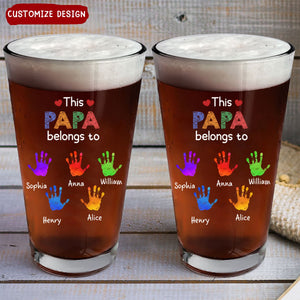 This Grandpa Daddy Belongs To - Personalized Beer Glass - Gift For Dad, Father, Grandfather