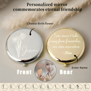 Personalized Compact Mirror,Gifts for Bridesmaid Proposal & Best Friend's Birthday,Custom Gift for Women,Birth Flower Pocket Mirror for Her