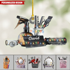 2024 New Release Personalized Name Hair Stylist Tool Christmas Ornament-Gifts For Hairdresser Barber