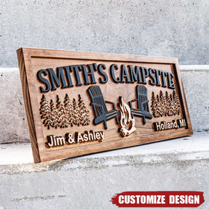 Personalized Campsite 2-Layer Wood Sign