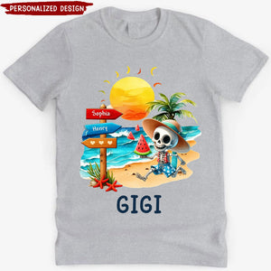 Personalized Summer Beach Grandma Mom Skull Kid Sign  Shirt