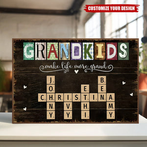 Personalized Grandkids Names Scrabble Gift For Grandparents Poster