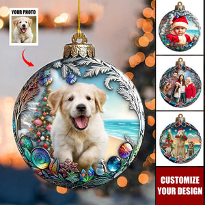 Custom Photo Christmas Good Cheer Is Found With Family Personalized Christmas Acrylic Ornament - 2024 New Release  Gift For Family Members