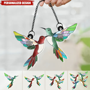 Stained Hummingbirds Memorial-Personalized Suncatcher