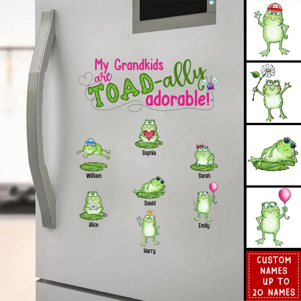 Gift For Grandma Toad-ally Adorables Personalized Decal Sticker