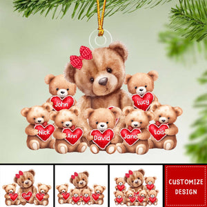 Grandma/ Mama Bear With Little Bear Kids Personalized Acrylic Ornament - 2024 New Release