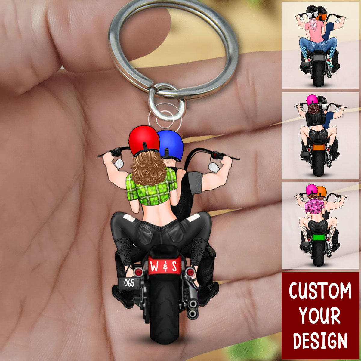 Personalized Motorcycle Couple Keychain - Gift For Bikers