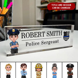 Personalized Acrylic Desk Name Plate, Office Decor, Appreciation Gift, Gift For Colleagues, Coworkers, Boss, Nurses, Doctors, Healthcare Workers, Police, Firefighters