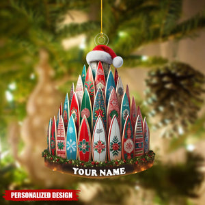 Personalized Surfboard Christmas Ornament-Gift for Beach and Surf Lovers-2024 New Release