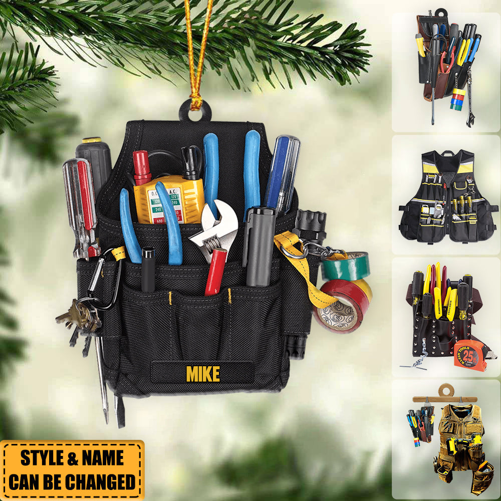 Personalized Electrician Tool Bag Christmas Ornament