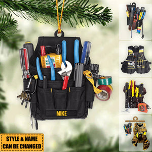 Personalized Electrician Tool Bag Christmas Ornament