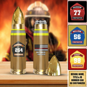 Firefighter Badge Flag Time & ID Bullet-Personalized Tumbler-Gift For Firefighter