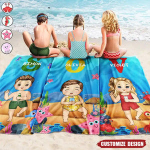 Alphabet Name Kid Summer Beach Pool - Personalized Beach Towel