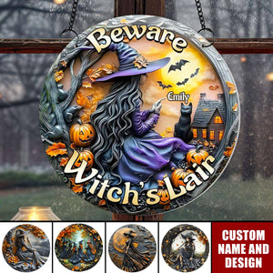 Personalized Halloween Gifts For Witch Lovers Suncatcher Ornament