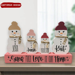 Winter Snowman Family-Personalized Wooden Snowman Block, Wooden Carvings, Gift For Family Members