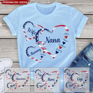 4th Of July Wife Mom Grandma With Heart Kids Personalized Shirt