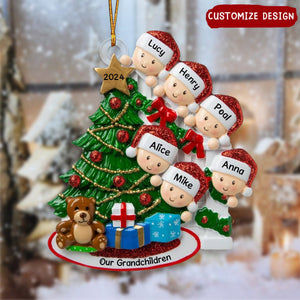 2024 New Release - Peeking Family Personalized Flat Acrylic Christmas Tree Ornaments