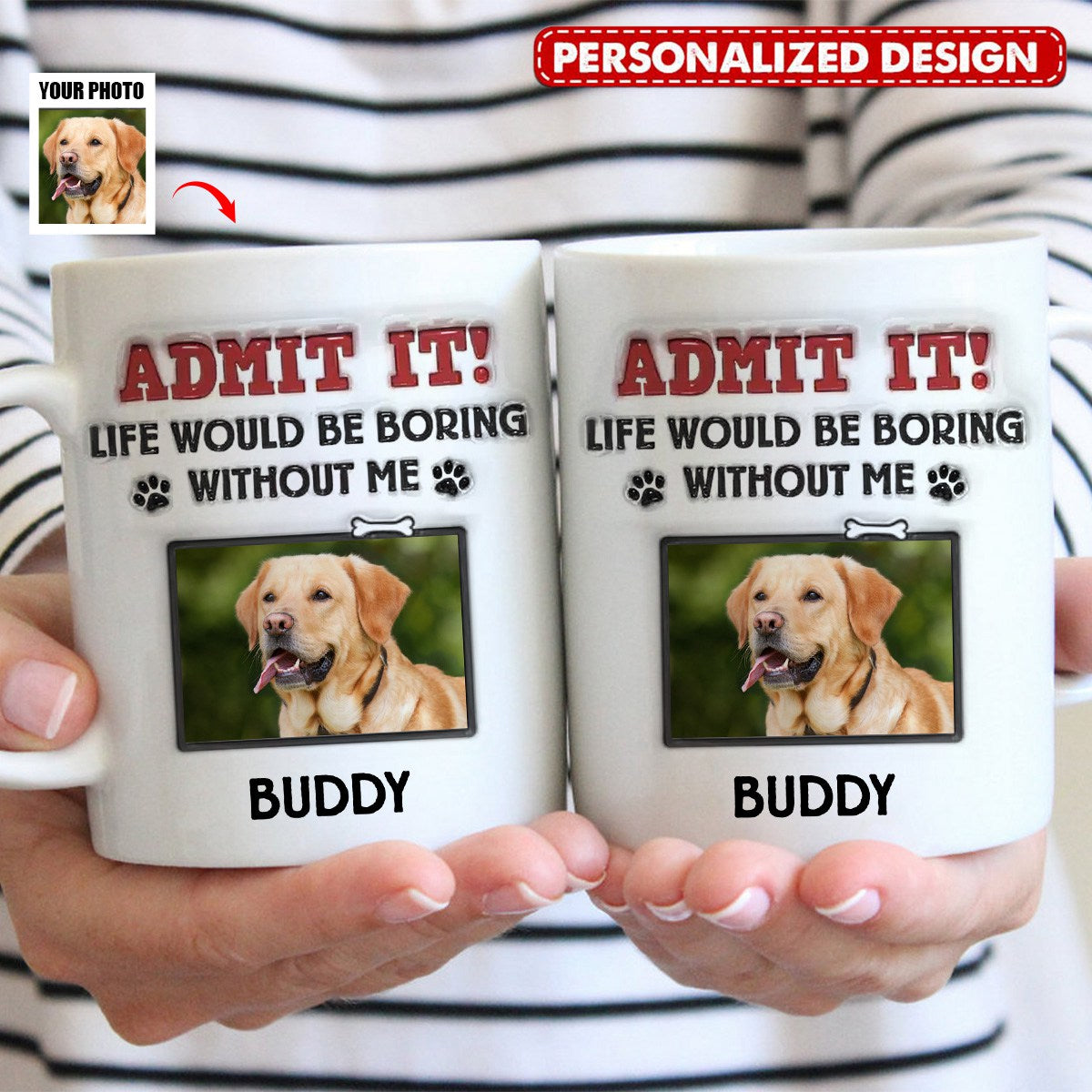 Custom Photo-Dog & Cat Personalized Custom 3D Inflated Effect Printed Mug