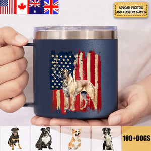 Personalized dog flag printed 14oz Stainless Steel Tumbler gift for dog lovers