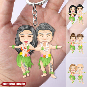 Personalized Oasis Aloha Hawaiian Couple Keychain