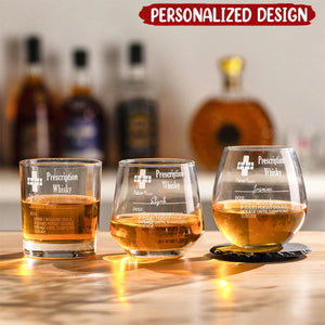 Personalized Funny Prescription Whisky Bourbon Whiskey Glasses with Laser Engraved Name Gift for Grandpa Dad