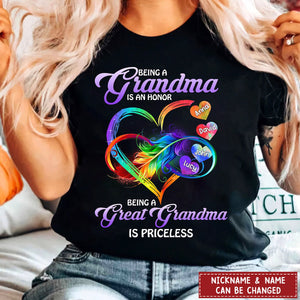 Being A Grandma Being A Great Grandmother Is Priceless - Personalized Shirt