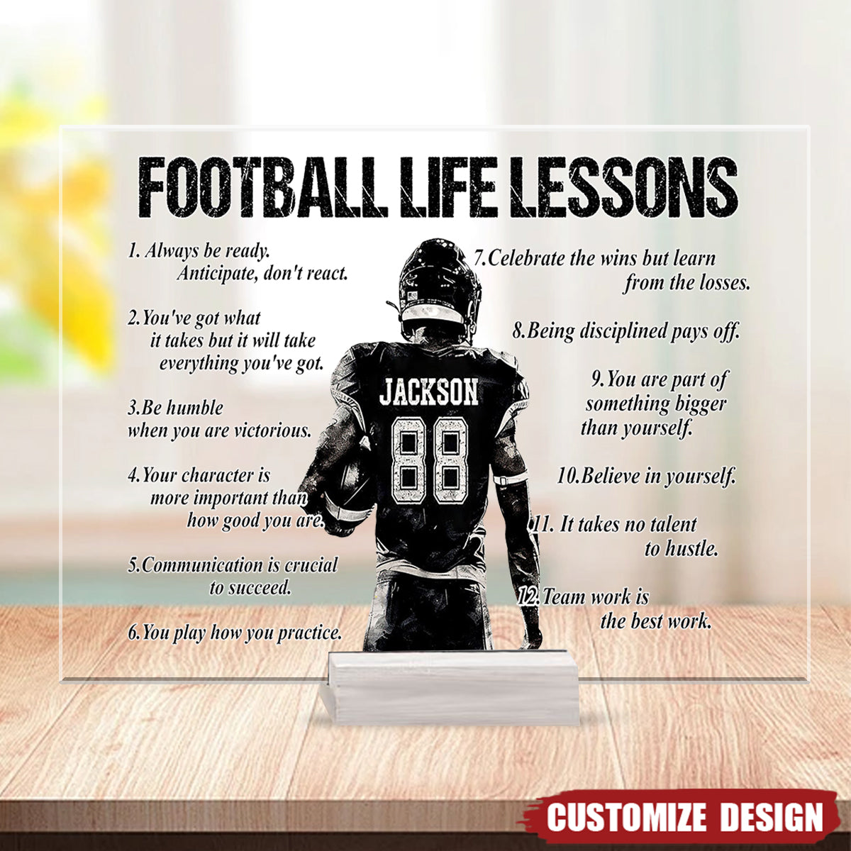 Personalized American Football Life Lessons Plaque - Gift For American Football Lovers