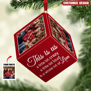 2024 New Release Custom Photo Every Christmas, I Wrap My Family In Love! - Family Personalized Wooden Cube Ornament - Christmas Gift For Family Members