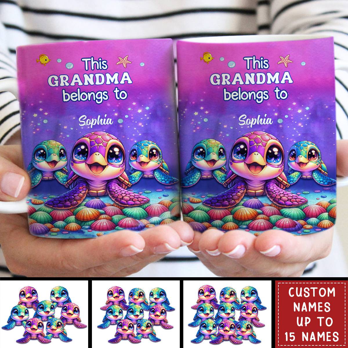 This Grandma belongs to Colorful Turtle Personalized Mug - Gift For Mother's Day