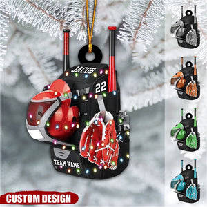 Personalized Baseball&Softball Bag with Helmet & Gloves Christmas Ornament