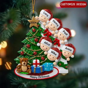 2024 New Release - Peeking Family Personalized Flat Acrylic Christmas Tree Ornaments