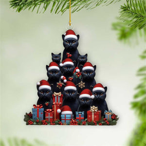 Black Cat Christmas Ornament - Gift For Cat Lovers - 2024 New Release