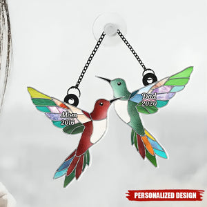 Stained Hummingbirds Memorial-Personalized Suncatcher