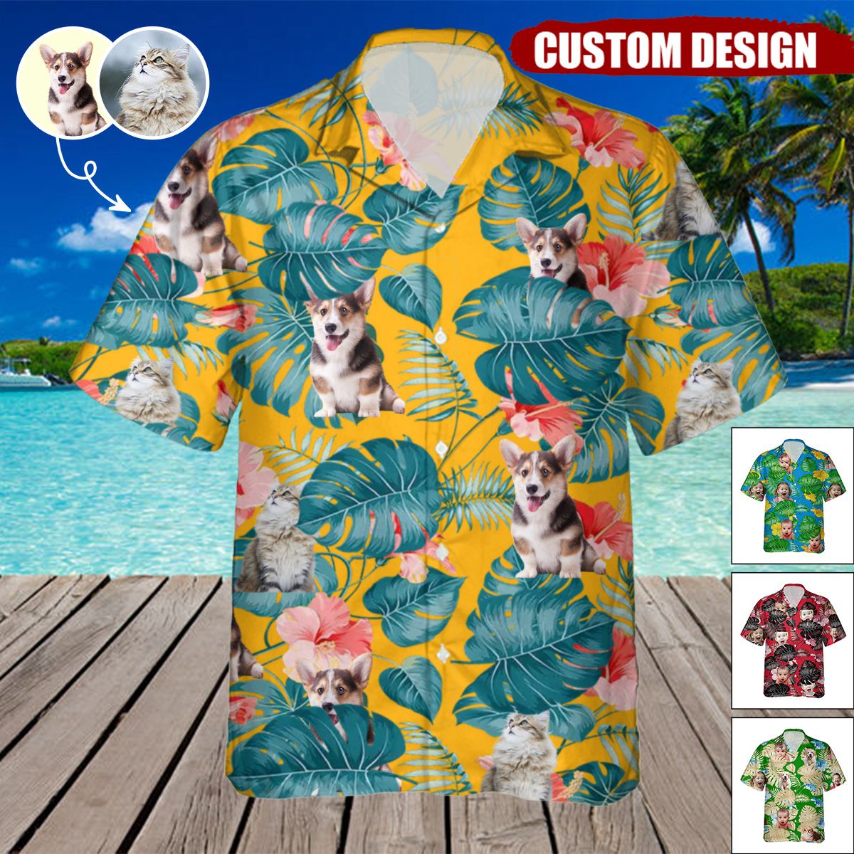 Upload Pet/Couple/Family Photo Hawaiian Shirt